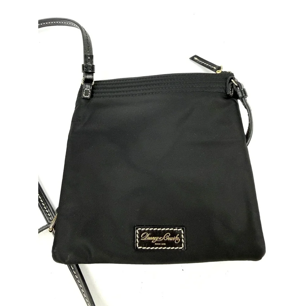 Dooney & Bourke North South Triple Zip Crossbody Bag Black Nylon Handbag Used 1x